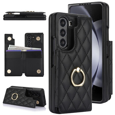 PU Leather Flip Wallet Case w/ Ring+Cash Slot For Samsung Galaxy Z Fold 6 5 4 3