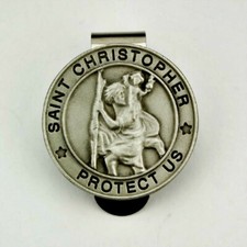 St. Christopher Protect Us Round Visor Clip USA Made NEW