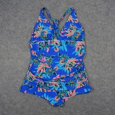 Figleaves Swimsuit Womens 20 Bathing Suit One Piece Tummy Control Blue Floral 