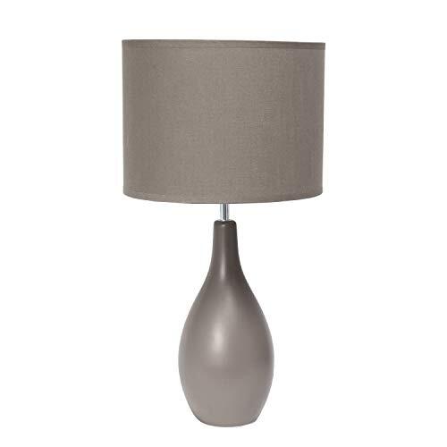 LT2002-GRY Oval Bowling Pin Base Ceramic Table Desk Lamp with Matching 1 Gray