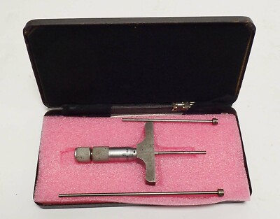 MOORE & WRIGHT TRADITIONAL DEPTH GAUGE MICROMETER w/ INTERCHANGEABLE  DEPTH RODS