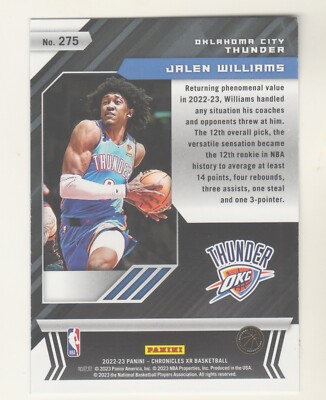 2022-23 Panini Chronicles XR #275 JALEN WILLIAMS RC Rookie OKC