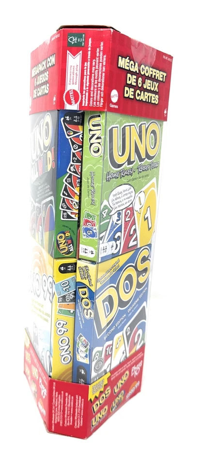 NEW Mattel UNO Mega Pack Ono 99, DOS, Phase 10, UNO All Wild, 6 Card Games - Image 4 of 4
