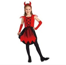 Halloween Costume Totally Ghoul Small Kids Girls Classic Devil Red Black New