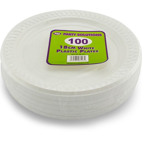 18cm White Plastic Plates Party Event BBQ Buffet 100 Pack Reusable eBay