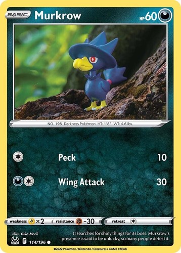 Murkrow 114/196 NM / M - B2G1F - Yuka Morii Clay Lost Origin