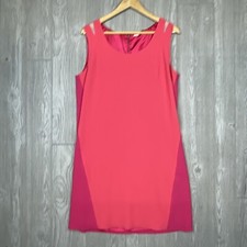ELIE TAHARI Pink Orange Clear Shoulders Sleeveless Sheath Dress Womens Sz Large