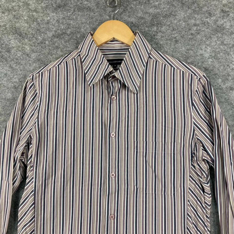 French Connection Mens Button Up Shirt Size M Medium Long Sleeve Striped 23718 - Image 2 of 4