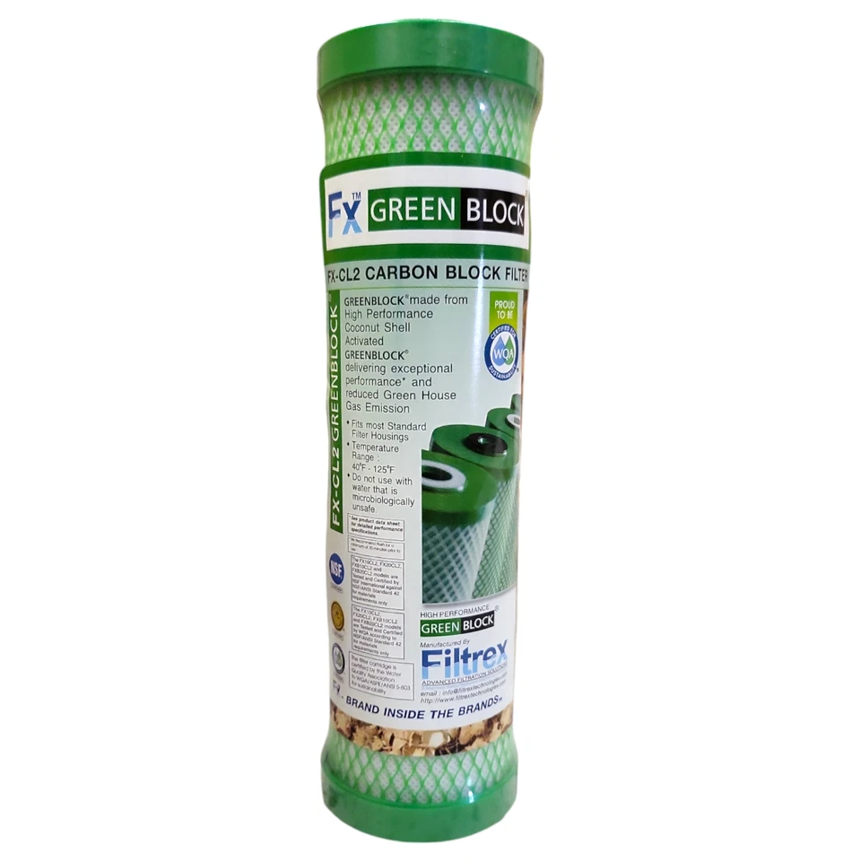 Filtrex FX10CL2 10M CL2 Series Green Block 10"x2.5" Carbon Block Chlorine 25PK - Image 2 of 2