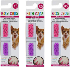 Nail Caps for Cats Hot Purple Hot Pink, 40 Count, X-Small - 3 Pack Safe, S