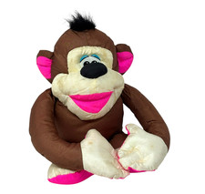 FISHER-PRICE Chattering Chimp Puffalump VIDEO 1994 Brown Pink Monkey Nylon Plush