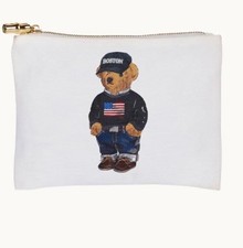 Signature Preppy Teddy Bear Dressed In A Classic Outfit White Canvas Pouch