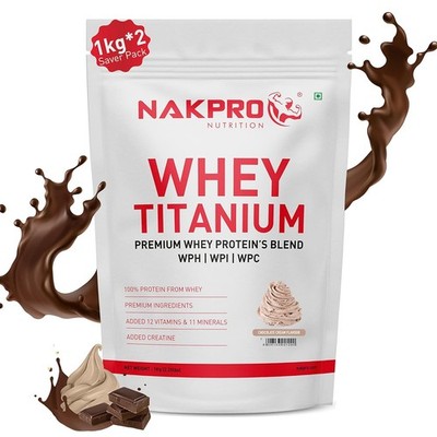 Nakpro Whey Titanium Protein Schoko Sahne Geschmack 1kg je 2er Pack