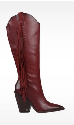 Sam Edelman Women s US 11 Red Leather Fringe Knee High Western Pointed Zip