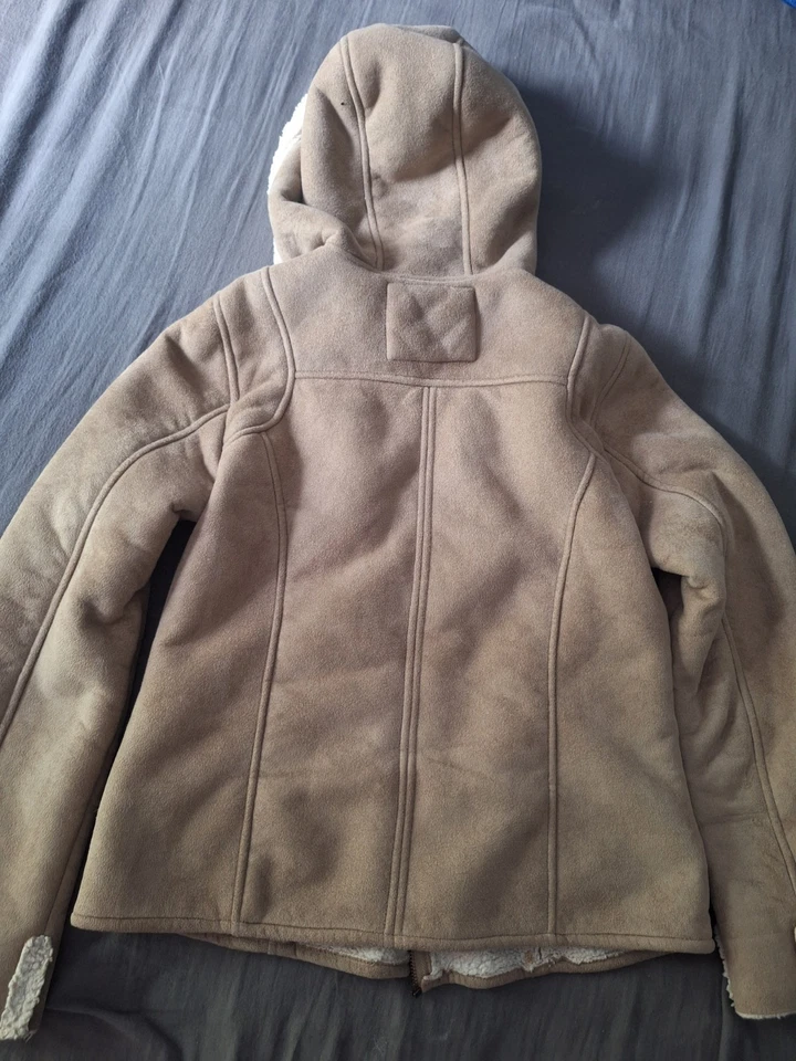 CHAQUETA GLORY marrón con cremallera descolorida talla mediana para mujer Foto 3 de 4