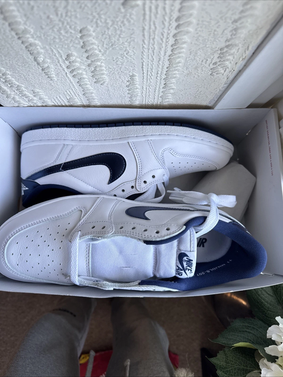 UK 10 Nike Air Jordan 1 Low SE bianche blu nuove e imballate