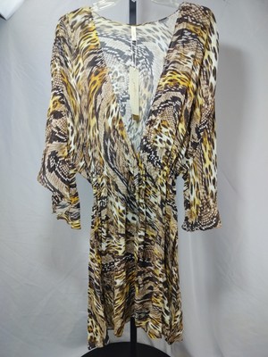 GOTEX Leopard, Snake Print Dolman Sleeve Cover Up, Size XL/XG