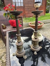 Coppia Candelabri Antichi Stile Impero in Bronzo/Ottone - XIX Secolo - Tripode