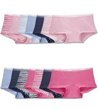 Fruit of the Loom girls 14-pack Cotton Boyshort Underwear Size 12 No Tags