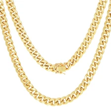 14K Yellow Gold 6.5mm Miami Cuban Link Italian Chain Necklace Mens Women 18"