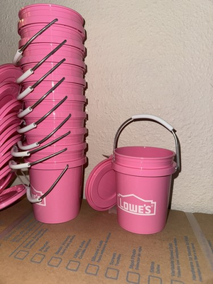 #ad Lowe’s Mini Bucket Pink w Lid RARE Lot of 10 SET $38.99