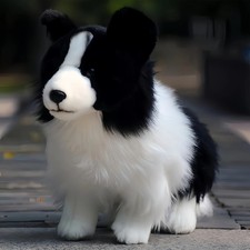 Douglas Chase Border Collie Dog Plush Stuffed Animal black cuddle toy puppy