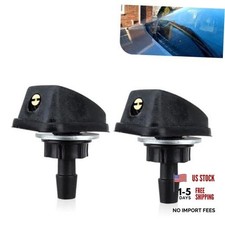 2PCS Windshield Washer Nozzle, Universal Front 2 PCS Fan-shaped Black