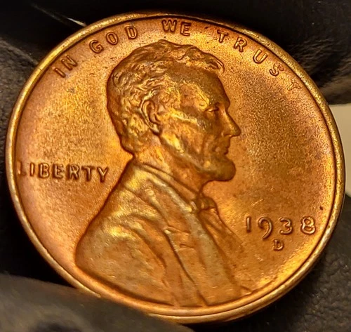 1938 D Lincoln Wheat Cent, GEM BU, High Grade! Beautiful Toning