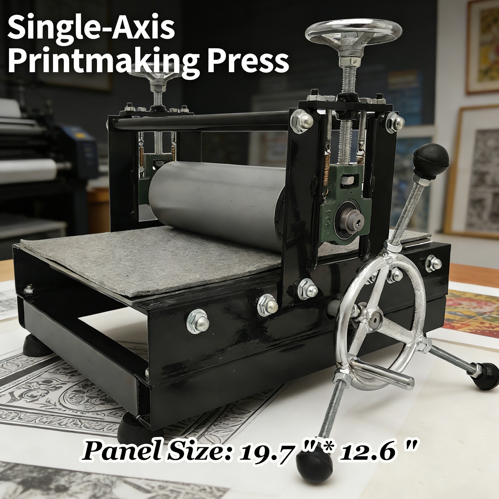 Single-Axis Intaglio Press Professional Etching Printing Machine w Feet Felt Pad