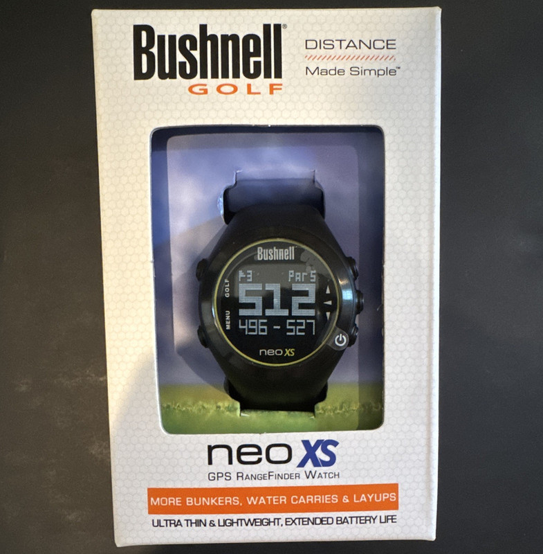 Bushnell neo XS Golf GPS Rangefinder Watch Black Waterproof Odometer Hazards New