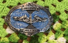 U.S. Navy Submarine Silent Service Vintage 70s Silver Tone Belt Buckle