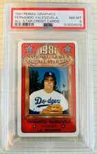 1981 PERMA-GRAPHICS ALL-STAR CREDIT CARD FERNANDO VALENZUELA RC PSA 8