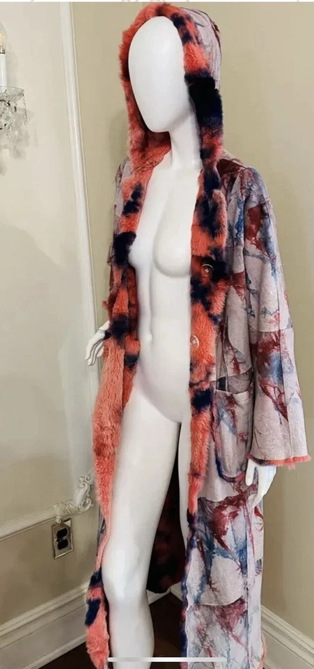 ORIGINAL LAPIN Rabbit Fur Reversible Hooded Coat Size 42IT - Image 2 of 4