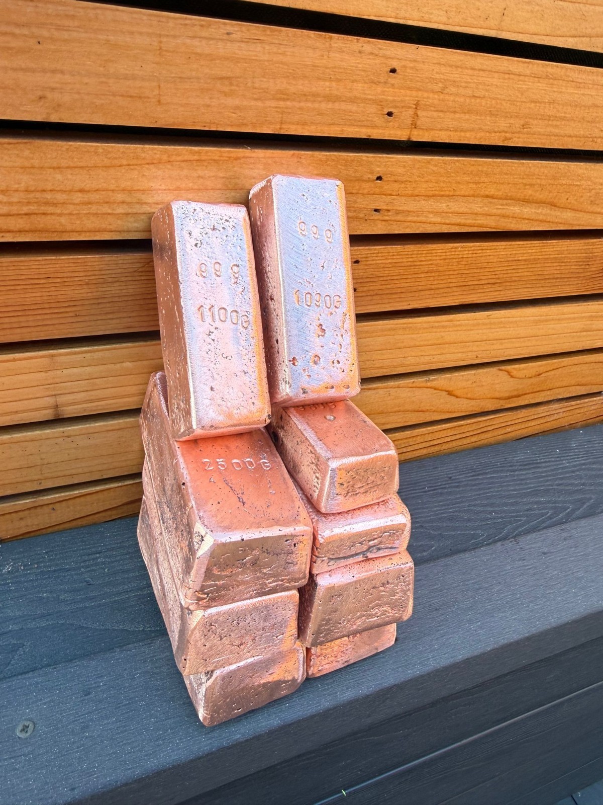999 Fine Copper Hand Poured Bars Unique Collectors Bullion Art Ingot