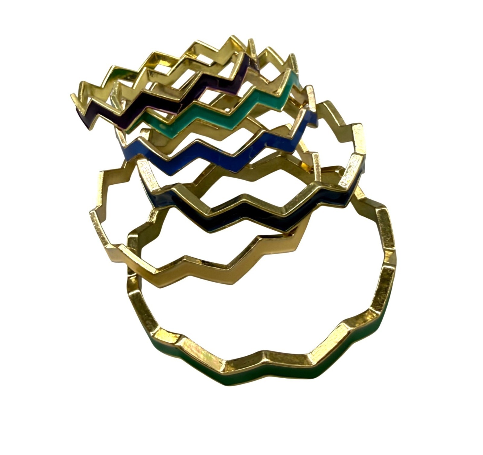 Bangle Bracelets Stackable Chevron Zig Zag Enamel… - image 2