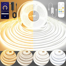 COB LED Strip Light,Cct Dimmable Strips Light,2700K-6500K,65Ft/20M,8Mm Wide,Cri9