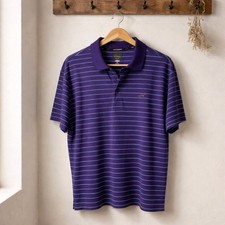 Greg Norman Polo Mens Golf Performance Purple Striped Shirt Size XL