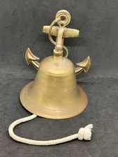 Vintage Solid Brass Bell Nautical Anchor Marine Ship Beach House