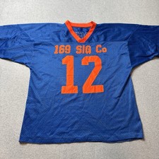 Vintage Unbranded Jersey Mens Large Blue Mesh Embroidered Sports Football 70s