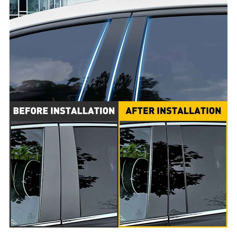 4-Piece Gloss Black Pillar Post Covers For 2007-2021 Toyota Tundra - Door Trim Window Decals, Easy Install