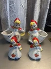 Vintage 1940s Hull Pottery Little Red Riding Hood Sugar Bowl, Creamer And S&P