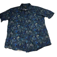 Rodd & Gunn Men's Button Down Short Sleeve Shirt Parrot Leaf Print