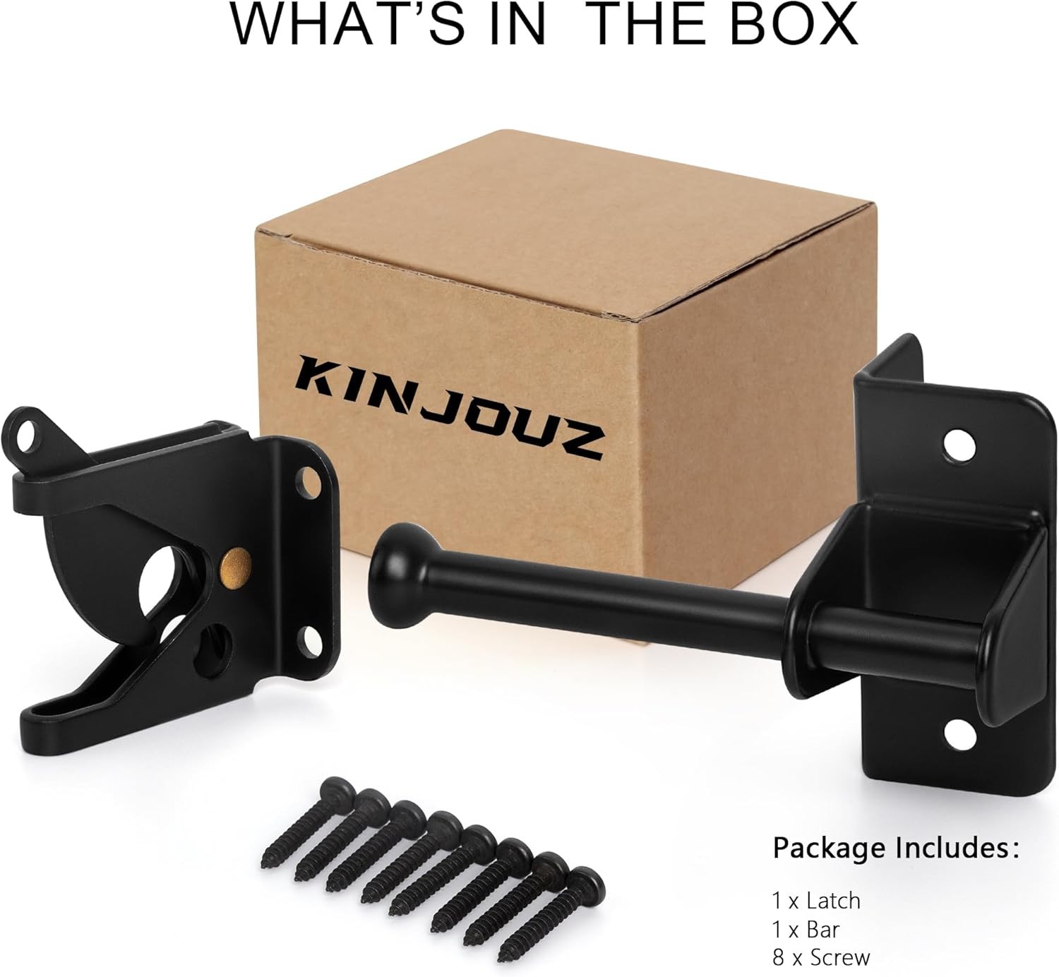 Self-Locking Heavy Duty Automatic Gate Latch for Wood/Metal Fence, Black