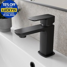 Modern Basin Mixer Tap Single Lever Mono Matt Black Bathroom Sink Taps Square