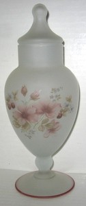 Vintage Viking Glass Crystal Mist Frosted Footed Apothecary Ginger Jar