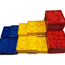 Huge Lot Of 45 Sizzix Original Die Cutters:  14 Red,  22 Yellow, 9 Blue