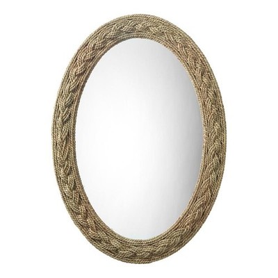 Eden Home Natural Seagrass Brown Mirror Oval Wall Mounted 40''H x 27.5''W x 1.5''D