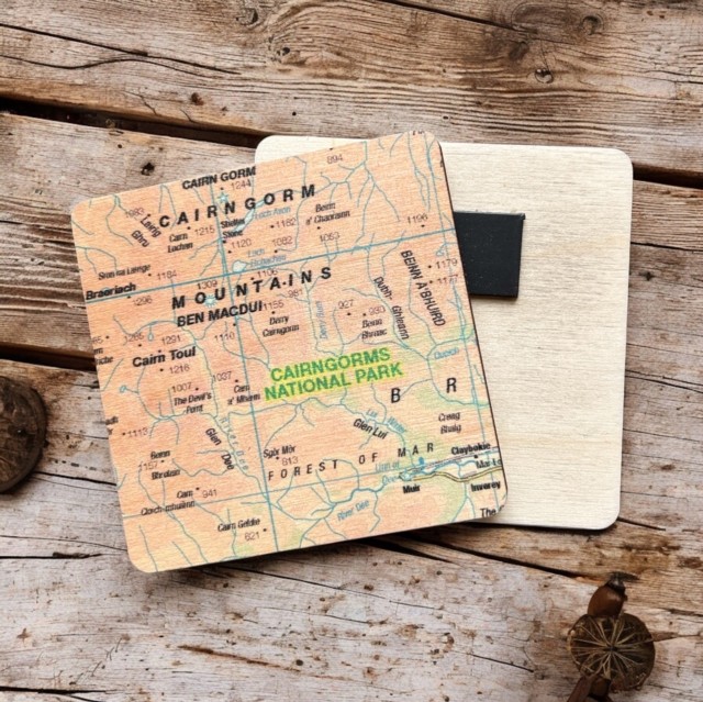The OS Map Wooden Square Magnet - Cairngorms National Park (General merchandise)