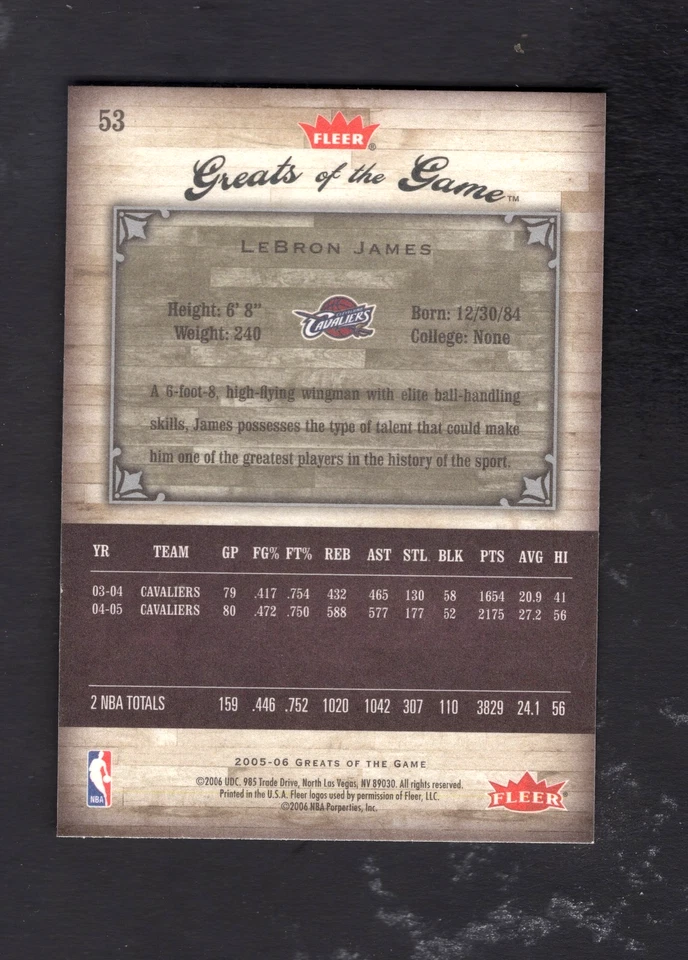2005-06 Greats of the Game #53 LeBron James - Image 2 of 2