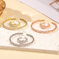 2pcs Fashionable Women's Cubic Zirconia Decorative Wristband, Irregularly Inlaid